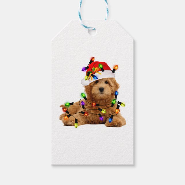 Goldendoodle Santa Dog Geschenkanhänger (Vorderseite)