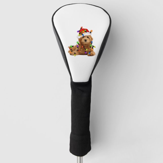 Goldendoodle Santa Dog Golf Headcover (Vorderseite)
