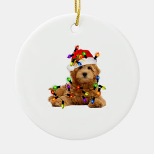 Goldendoodle Santa Dog Keramik Ornament
