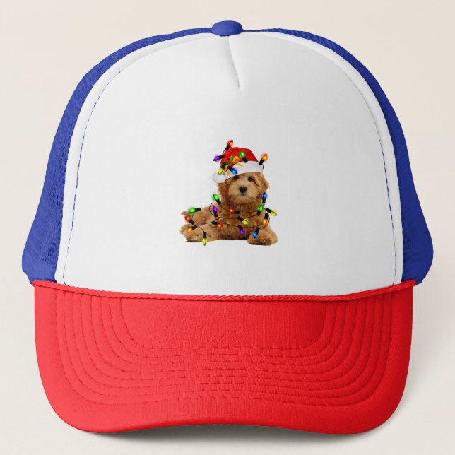 Goldendoodle Santa Dog Truckerkappe (Vorderseite)