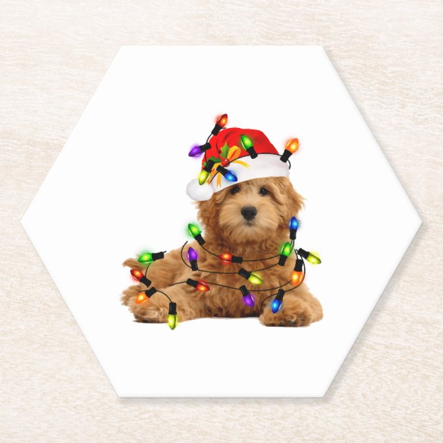 Goldendoodle Santa Dog Untersetzer (Vorderseite)
