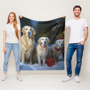 Goldendoodle Snowy Sleigh Weihnachtsdekor Fleecedecke