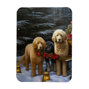 Goldendoodle Snowy Sleigh Weihnachtsdekor Magnet