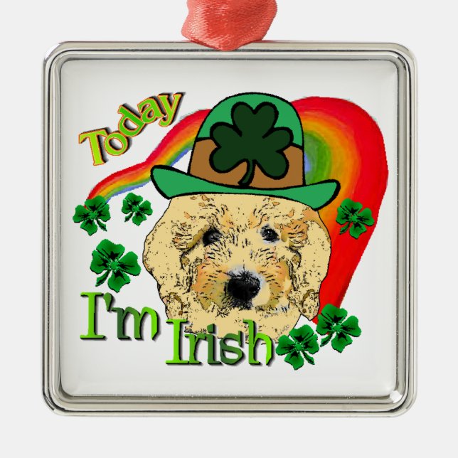 Goldendoodle St Patricks Day Ornament Aus Metall (Vorne)