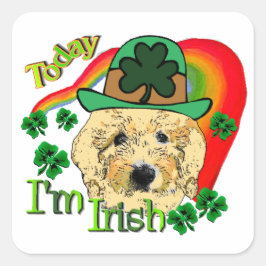 Goldendoodle St Patricks Day Quadratischer Aufkleber
