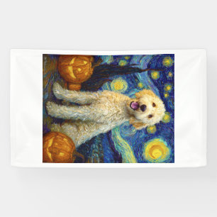 Goldendoodle Süßer Hund Halloween Jack O Lantern K Banner