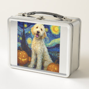 Goldendoodle Süßer Hund Halloween Jack O Lantern K Metall Brotdose