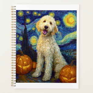 Goldendoodle Süßer Hund Halloween Jack O Lantern K Planer