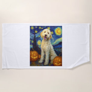Goldendoodle Süßer Hund Halloween Jack O Lantern K Strandtuch