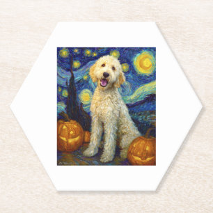 Goldendoodle Süßer Hund Halloween Jack O Lantern K Untersetzer