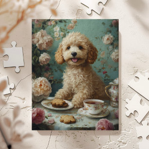 Goldendoodle-Teeparty-Kunst Puzzle