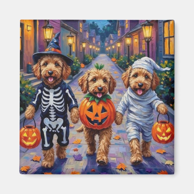 Goldendoodle-Trick-oder-Treating Halloween-Kostüme Magnet (Vorne)