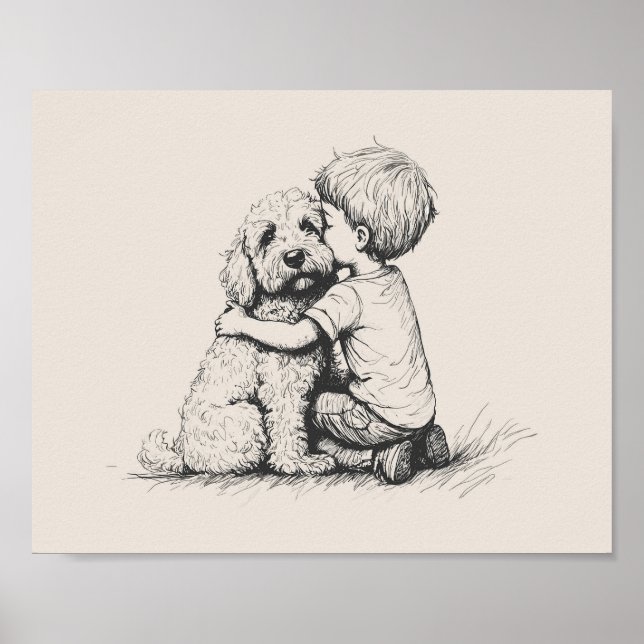 Goldendoodle und Junge Poster (Vorne)