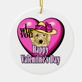Goldendoodle-Valentinstag Keramikornament