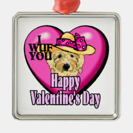 Goldendoodle-Valentinstag Ornament Aus Metall