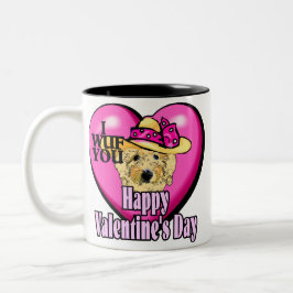Goldendoodle-Valentinstag Zweifarbige Tasse