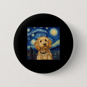 Goldendoodle Van Gogh Starry Night Button