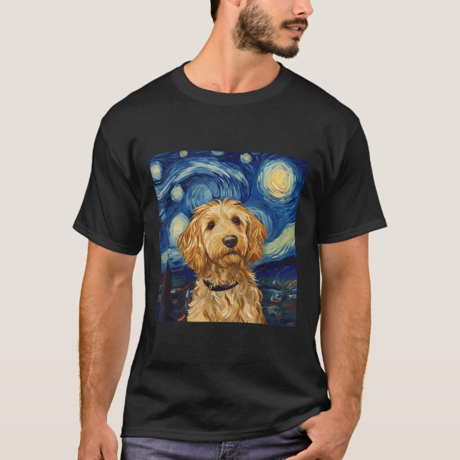 Goldendoodle Van Gogh Starry Night T-Shirt (Vorderseite)