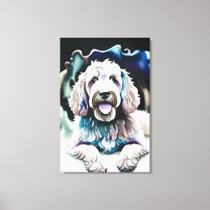 Goldendoodle Weichpastel Wasserfarbe "Happy Dog" Leinwanddruck
