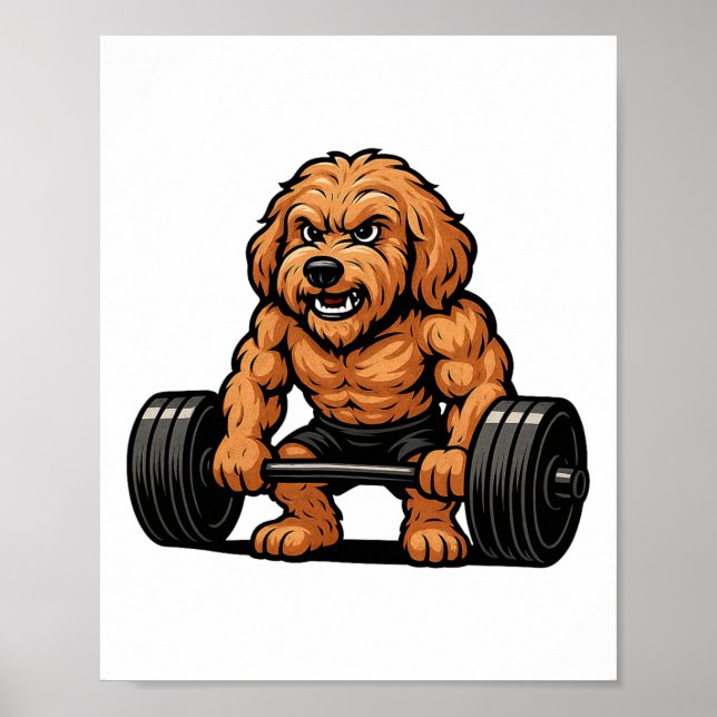 Goldendoodle Weightlifting Bodybuilder Workout Gym Poster (Vorne)