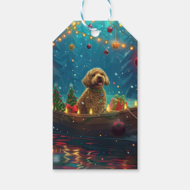 Goldendoodle Weihnachten Feierliche Reise Geschenkanhänger (Vorderseite)