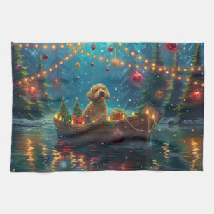 Goldendoodle Weihnachten Feierliche Reise Geschirrtuch