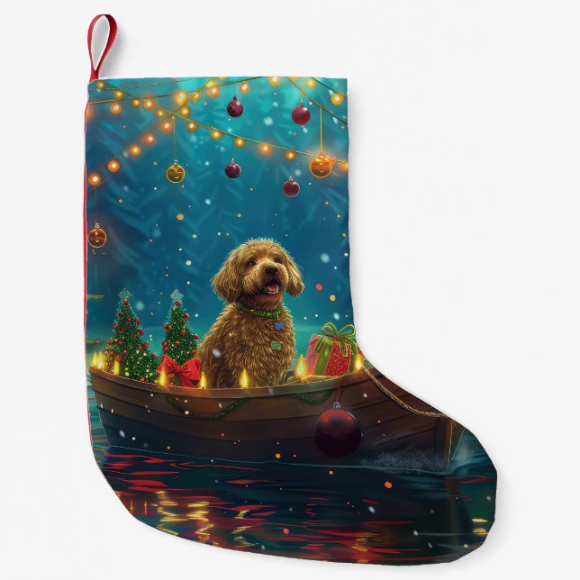 Goldendoodle Weihnachten Feierliche Reise Kleiner Weihnachtsstrumpf (Vorderseite)