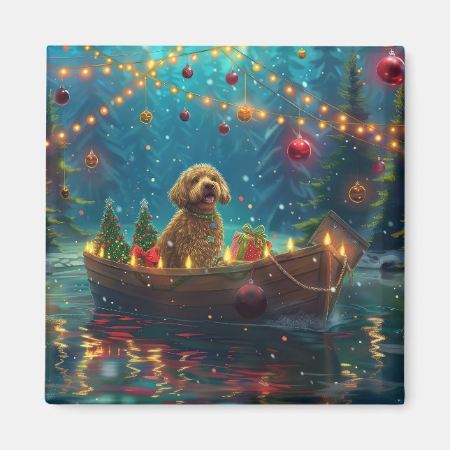 Goldendoodle Weihnachten Feierliche Reise Magnet (Vorne)