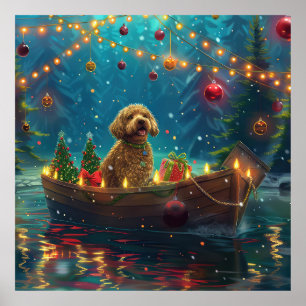 Goldendoodle Weihnachten Feierliche Reise Poster