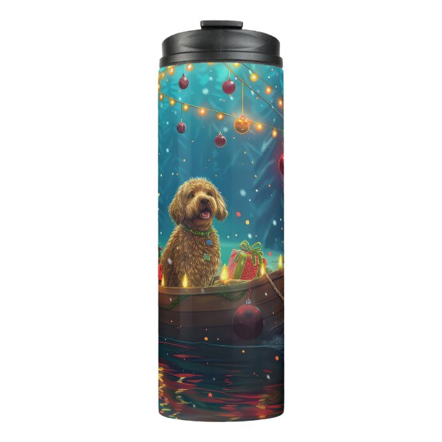 Goldendoodle Weihnachten Feierliche Reise Thermosbecher (Vorderseite)