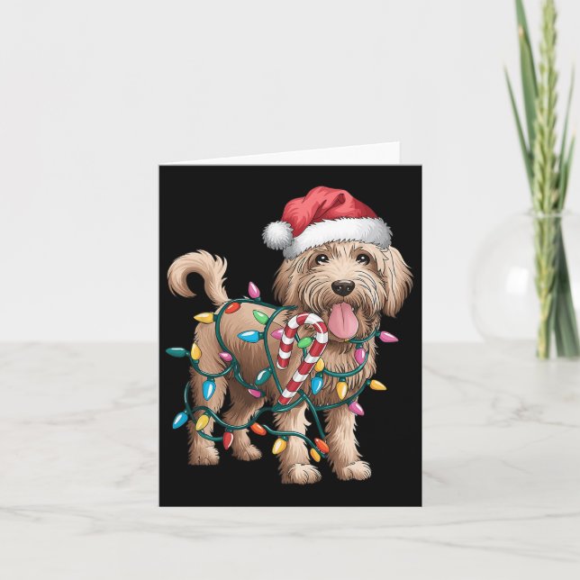 Goldendoodle Weihnachten Golden Doodle Pajamas für Karte (Vorderseite)