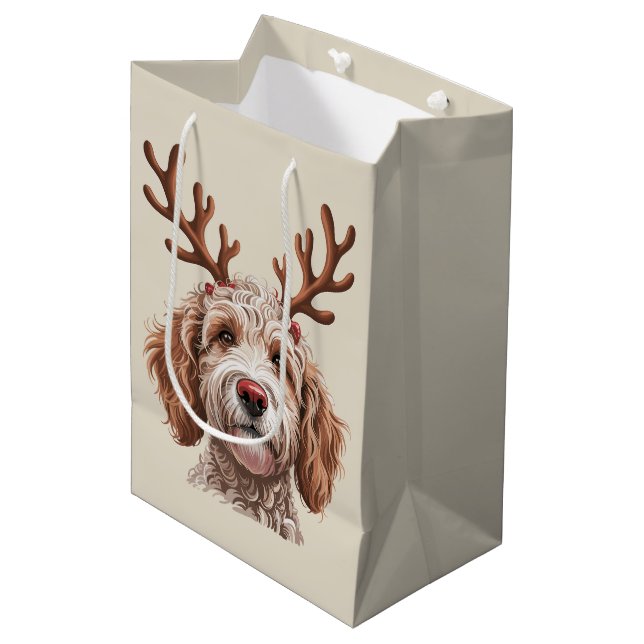 Goldendoodle Weihnachten Lover Hund Mama Geschenk Mittlere Geschenktüte (Vorderseite Schrägansicht)
