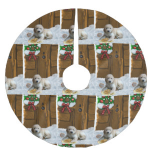 Goldendoodle Weihnachten Polyester Weihnachtsbaumdecke