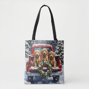 Goldendoodle Weihnachten Rotes Lastwagen Ferien