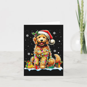 Goldendoodle Weihnachten Santa Hut Feenlichter Paj Karte