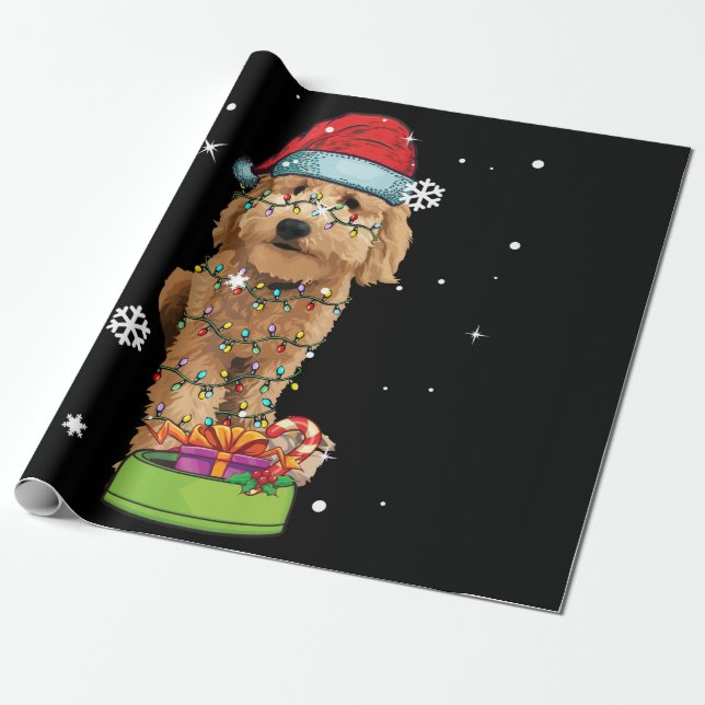 Goldendoodle Weihnachten Weihnachtsfeiertag Hund L Geschenkpapier (Ungerollt)