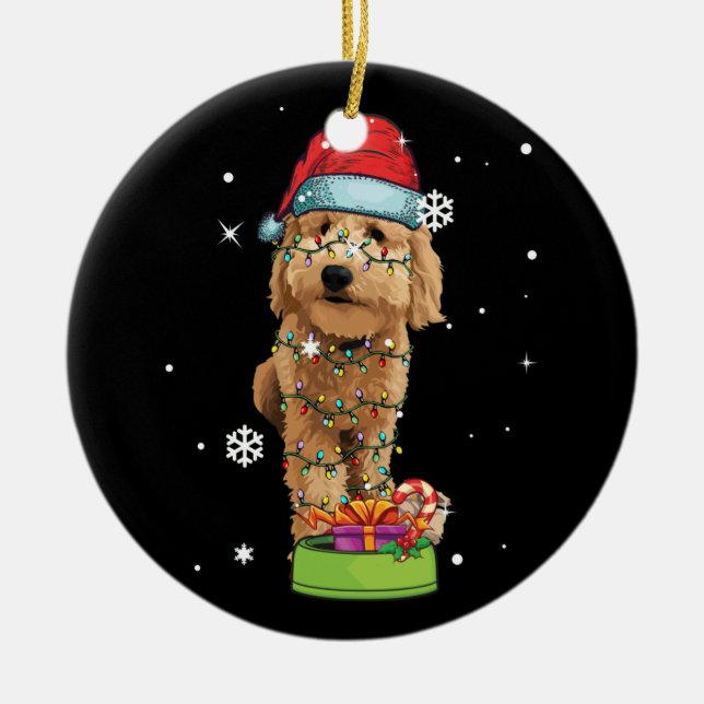 Goldendoodle Weihnachten Weihnachtsfeiertag Hund L Keramik Ornament (Vorne)