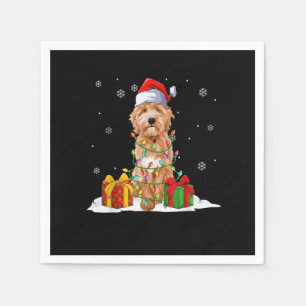 Goldendoodle Weihnachtsbaum Lichter Xmas Paja Serviette