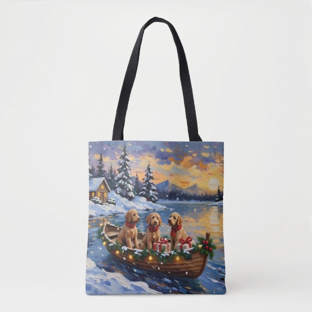 Goldendoodle Weihnachtsboot Urlaub (Vorderseite)