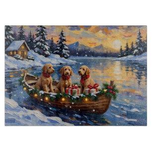 Goldendoodle Weihnachtsboot Urlaub Schneidebrett