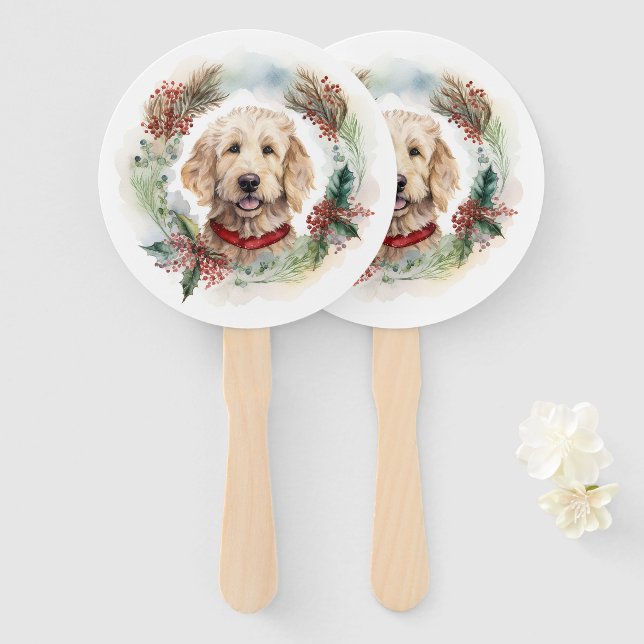 Goldendoodle Weihnachtsfeier Festliche Jungfrau Fächer (Vorne und Hinten)