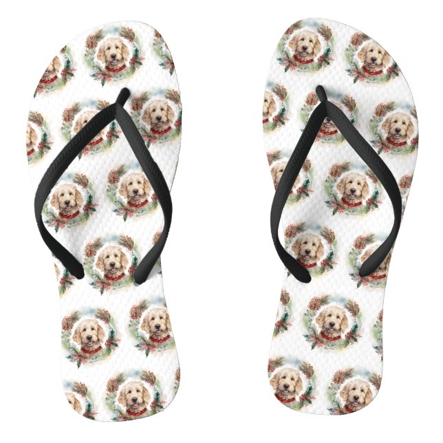 Goldendoodle Weihnachtsfeier Festliche Jungfrau Flip Flops (Fußbett)