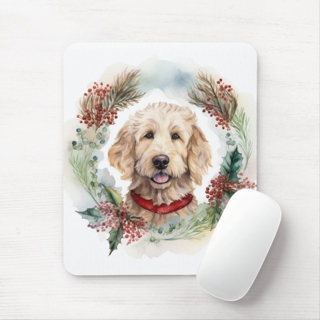 Goldendoodle Weihnachtsfeier Festliche Jungfrau Mousepad (Mit Mouse)