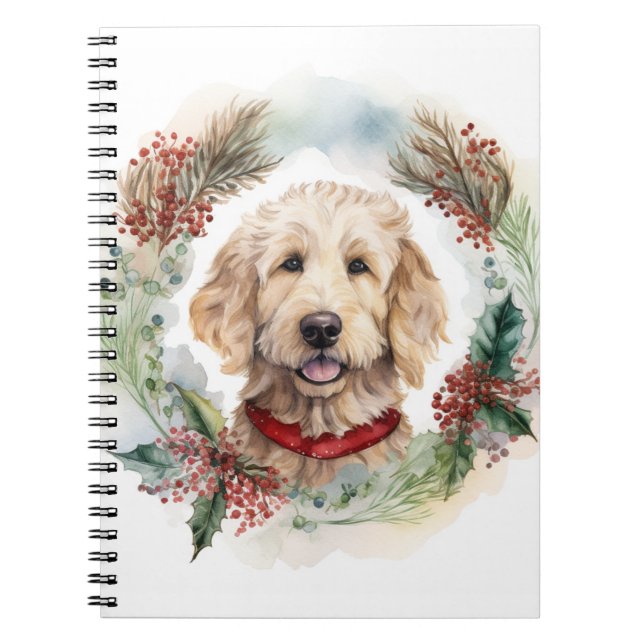 Goldendoodle Weihnachtsfeier Festliche Jungfrau Notizblock (Vorderseite)