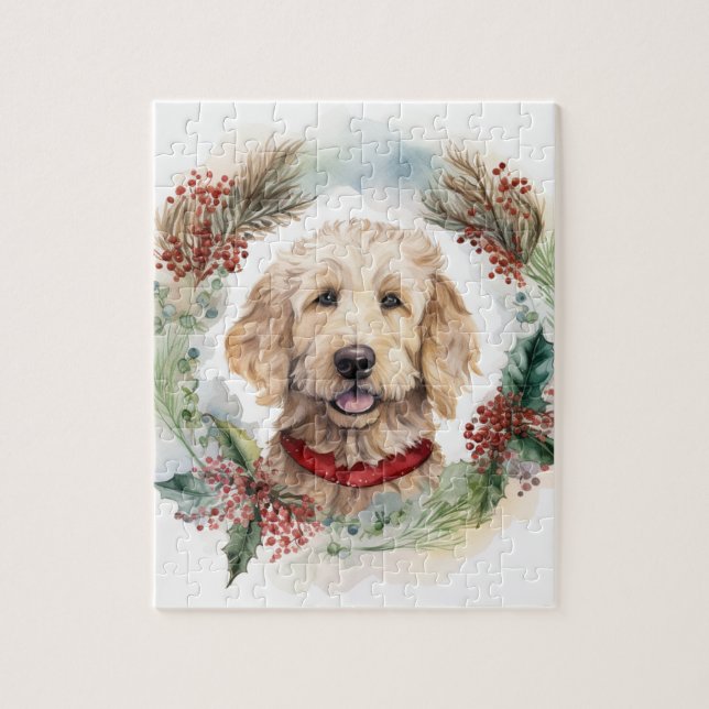 Goldendoodle Weihnachtsfeier Festliche Jungfrau Puzzle (Vertikal)