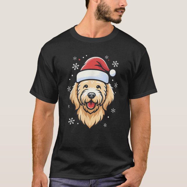 Goldendoodle Weihnachtsfeier Weihnachtsmannmütze X T-Shirt (Vorderseite)