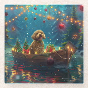 Goldendoodle Weihnachtsfestliche Reise Glasuntersetzer