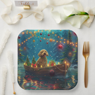 Goldendoodle-Weihnachtsfestreise Pappteller