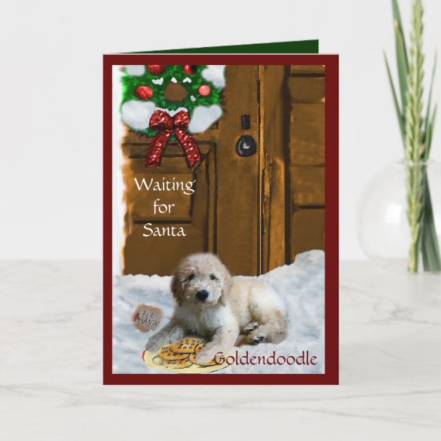 Goldendoodle Weihnachtsgeschenke Feiertagskarte (Vorderseite)