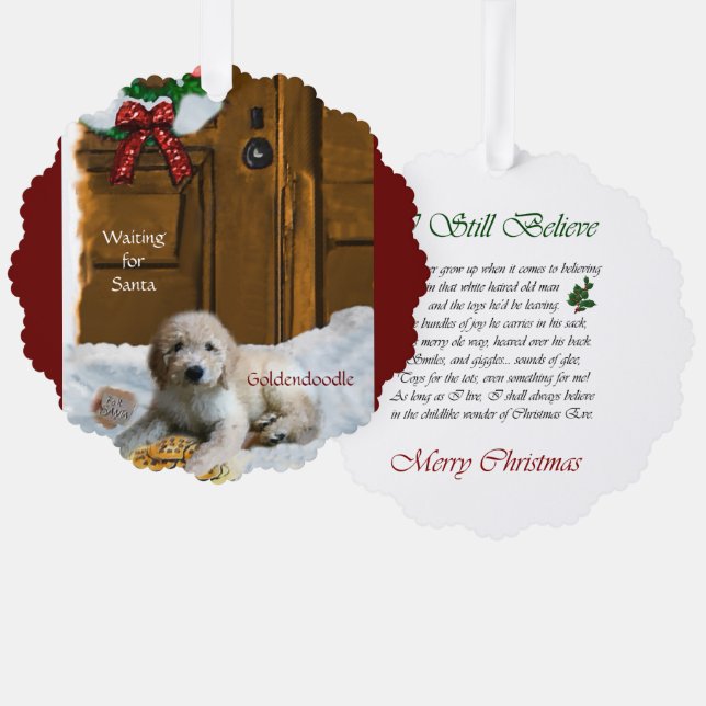 Goldendoodle Weihnachtsgeschenke Ornament Karte (Vorderseite/Rückseite)